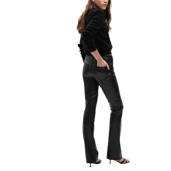 GAP black Mid Rise Vegan Leather Baby Boot Pants s27/4p - Picture 2 of 7